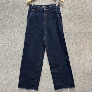 OAT New York Jeans Womens Size 6/28 Dark Wash High Rise Wide Leg Baggy Raw Hem